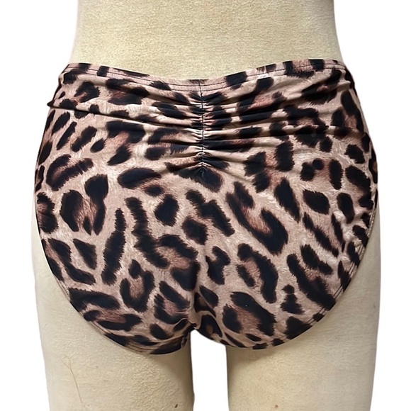 Carmen Marc Valvo Bikini Bottoms Leopard Print High Waist L Large - Picture 4 of 5